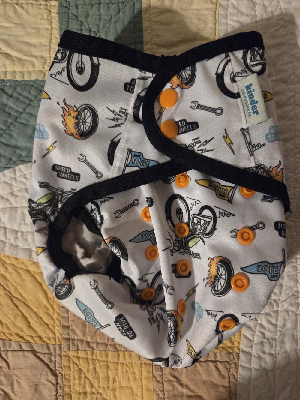 Kinder cloth diaper co. Born to ride multi coloured cloth diaper cover Unused